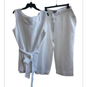2-pc Women’s Jessica London Linen blend capris set While Size 20W